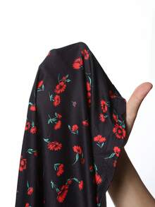 CovetEZ 大尺碼女款休閒透視碎花罩衫兩件套，輕盈透視罩衫洋裝，大尺碼女款夏季兩件套 - 黑色 - 查看 8
