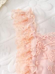 Souflis Souflis 嬰兒女孩褶邊刺繡網眼連體裙 - 彩色 - 查看 3