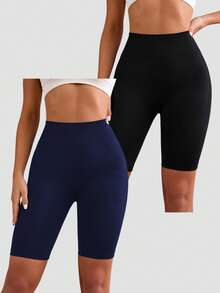 SHEIN Velisys Conjunto de 2 piezas de pantalones cortos deportivos sin costuras de 5 pulgadas - Multicolor - Ver 3