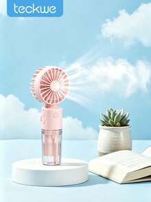 Teckwe Portable Handheld Misting Fan, Mini Cooling Fan With Water Spray Function, Lightweight And Quiet, Suitable For Indoor And Outdoor Use, Black/Pink/White, Handheld Fan, Essential For Holidays,800Amh - multicolor - View 2