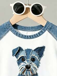 Young Boy Colorblock Patchwork Puppy Print T-Shirt & Shorts Set - Multicolor - View 5