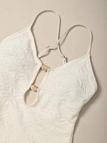 Poéselle Women's Solid Color One-Piece Swimsuit, Suitable For Beach Vacation, Pool Party, White Summer Sexy - Yellow - View 9