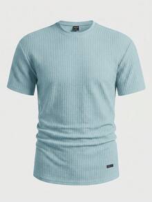 Manfinity BRENVOR Loose Fit Men's Solid Waffle Knit Tee - Green - View 2