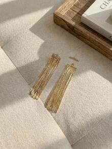 Resyla 1 Pair Metal Chain Tassel Pendant Earrings, Elegant Minimalist Style Jewelry Fashion Earring For Women - Gold - View 1