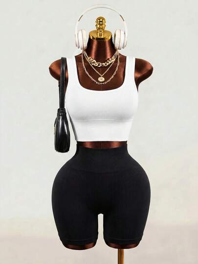 Mistrie Solid Ribbed Knit Sports Bra