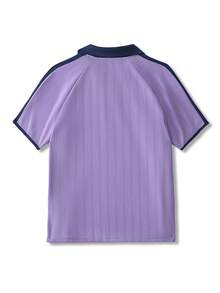 CourtClass CourtClass Women's Contrast Color Collar Raglan Short Sleeve Tennis Top - Purple - View 2