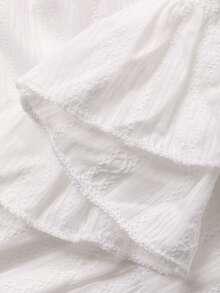 Dazy Tall Women's Summer Deep V-Neck Loose Striped Textured Fabric Frill Trim Long Cami Camisole Style Casual Vacation Style Tank Top - White - View 11