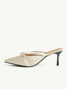 CUCCOO CHICEST Giày cao gót nữ đính nơ - Màu be - Xem 5