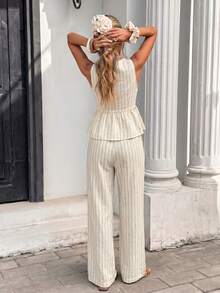 Serisse Conjunto de pantalones casuales para mujer, conjunto a rayas, elegante, para ir al trabajo, ropa de verano, conjunto para salir, adecuado para ir al trabajo a diario, citas, reuniones, otoño/invierno/primavera/verano, Navidad, Año Nuevo, Acción de Gracias, fiestas, bodas, playa, ceremonia de graduación, moda, elegante, casual, salir, citas, citas, ir al trabajo - Multicolor - Ver 3
