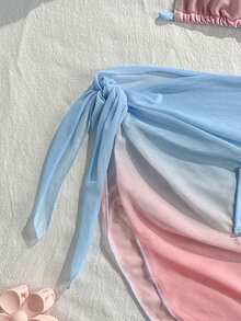 SHEIN 女童 3 件式泳衣套裝，黑色系列，海灘度假派對，春/夏 - 彩色 - 查看 3