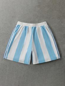 ROMWE MEN Prep Men's World Cup Argentina Loose Fit Football Shorts - Multicolor - View 2