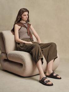Solecia Sandal Slip-On Wanita Terbaru dengan Hiasan Stud, Nyaman dan Serbaguna untuk Pakaian Kasual. - Coffee Brown - View 9