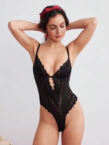 Elorette Women's Sexy Lace Bodysuit Lingerie, Baddie Look - Black - View 4