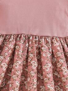 SHEIN 女童夏季休閒花卉拼接洋裝 - 彩色 - 查看 5