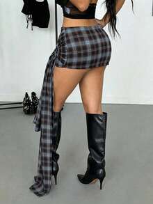 StreetHx Women's Plaid Lace-Up Mini Short Skirt - Multicolor - View 2