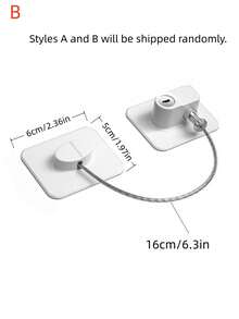 1pc/2pcs/4pcs Refrigerator Door Lock With 2 Keys Stainless Steel Zinc Alloy Adhesive Lock, 16cm Link Wire. Cabinet & Drawer Lock, Fridge Lock With No Drilling Required. Adhesive Childproof Window Lock For Furniture, Washing Machine, Household Appliances. - White - View 2