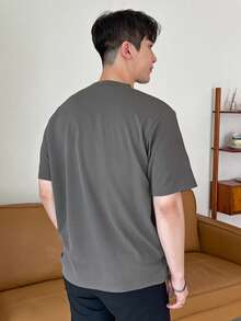 DAZY Camiseta de cuello redondo de hombre unicolor para el verano - Gris - Ver 2