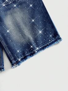 ROMWE MEN Street Life Celana Pendek Denim Kasual Pria dengan Saku - Biru - View 4