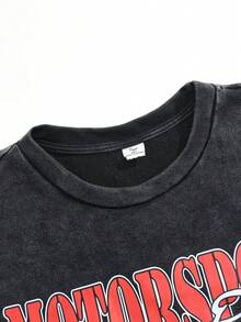 ROMWE MEN Street Life Kaos Tanpa Lengan Kasual Musim Semi/Panas untuk Remaja Laki-Laki Motif Balap dengan Cetakan Huruf Grafis - Hitam - View 5