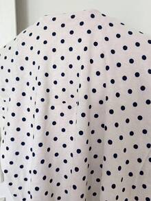 SHEIN EZwear 女款夏季優雅圓領修身波點印花上衣 - 白色 - 查看 7