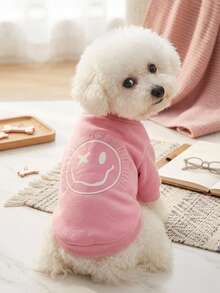 PETSIN 1件白色字母印花宠物服，粉色加厚保暖宠物服 - 粉色 - 查看 3