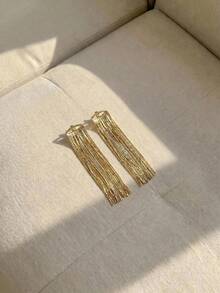 Resyla 1 Pair Metal Chain Tassel Pendant Earrings, Elegant Minimalist Style Jewelry Fashion Earring For Women - Gold - View 2