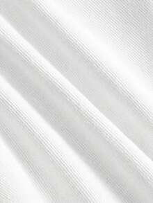 SHEIN MOD Falda mini de mezclilla de talla grande con botones & cremallera de unicolor - Blanco - Ver 5