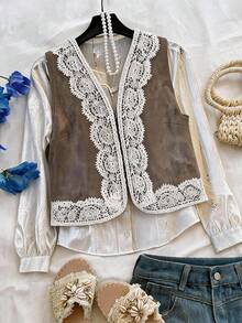 Soleia Women's Fashion Lace Patchwork Exquisite Tank Top For Beach Vacation - Multicolor - View 1
