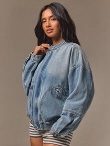 Athîral Denim 女款休閒水洗牛仔夾克 - 中等水洗藍 - 查看 6