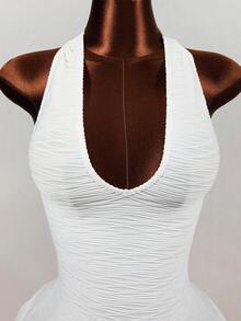 Mistrie Women's Sexy Summer Halter Neck Backless Dress With Ruffle Hem Party Club White - White - View 6