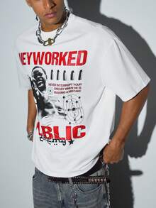 Modcrash Men's New Fashion Hip Hop Print T-Shirt - White - View 6
