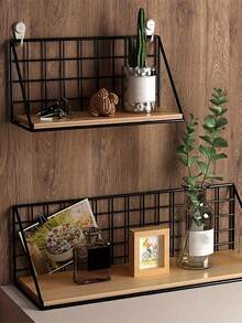 Set Rak Penyimpanan Gantung Dinding Tiga Buah, Rak Gantung Dinding Dekoratif dari Besi dan Kayu dengan Kait, Cocok untuk Pintu Masuk dan Penyimpanan Dinding, Unit Penyimpanan Rumah, Rak Gantung Dinding Sederhana, Rak Gantung Dinding Kayu dengan Keranjang Penyimpanan, Rak Meja Kamar Mandi dan Toilet, Rak Gantung Kamar Tidur dan Ruang Tamu, Dekorasi Dinding, Dekorasi Rumah, Dekorasi Ruangan, Hadiah Ulang Tahun. - Hitam - View 9