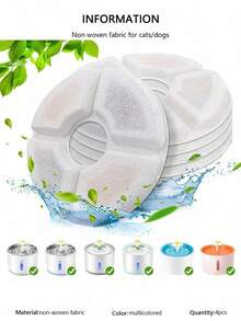 8PCS [Round] Cat Fountain Filter Replacement Filter, Compatible With 80oz/2.4l Cat Fountain, Multi-Filter System Activated Carbon Filter, Suitable For Automatic Pet Drinking Flower Fountain, Suitable For Cat And Dog Water Dispenser - Multicolor - View 13