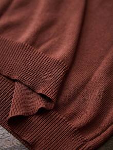 AKNOTIC Men's Colorblock Patchwork Short Sleeve Knit Top - Coffee Brown - View 7