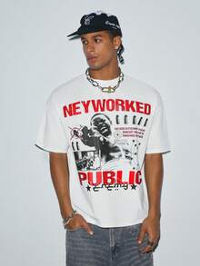 Modcrash Men's New Fashion Hip Hop Print T-Shirt - White - View 2