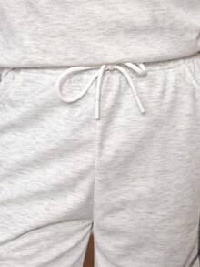 Men's Round Neck Short Sleeve T-Shirt And Pocket Shorts Casual Daily Outfit - Light Grey - View 8