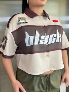 Dayanna Comas Short Cardigan Shirt Collar Drop Shoulder Short Sleeve Top Summer - Multicolor - View 3