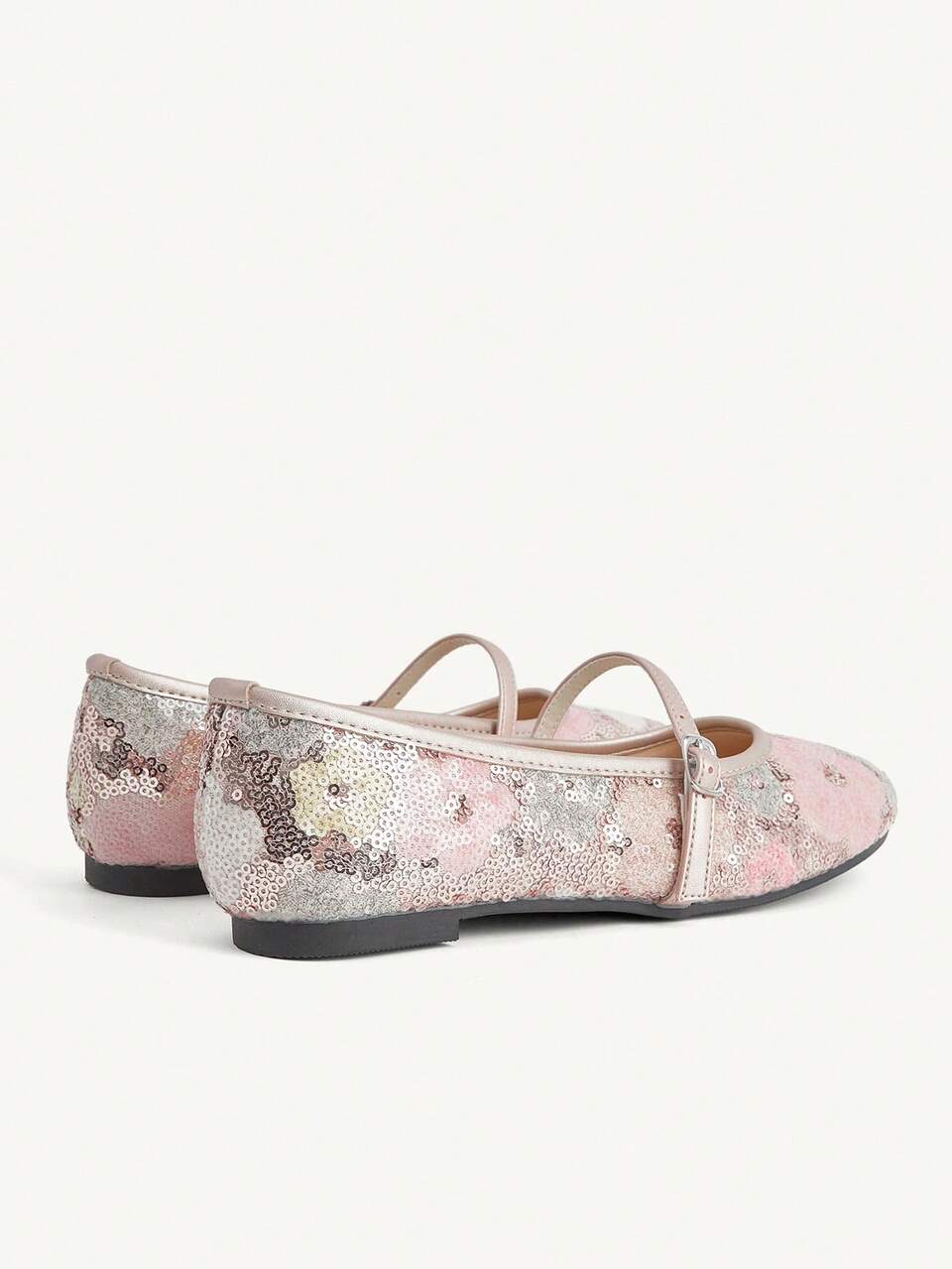 CUCCOO CHICEST French Silver Sequined Mary Jane Shoes Women's Summer New Low Vamp Flat Bottom Buckle Ballet Shoes
