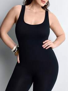 Slumbrini 1 pieza Mameluco de mujer con cinturilla sin costuras y incorporado, talla grande - Negro - Ver 9