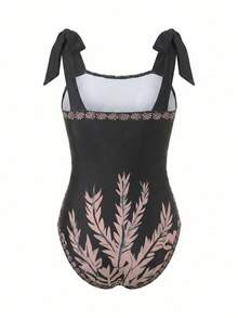 Swim Oasis 女款花卉印花連身泳衣罩衫裙 - 黑色 - 查看 7