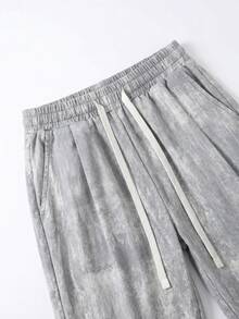 STEELVANCE Plus Size Men's Tie-Dye Pattern Drawstring Waist Pleated Casual Long Pants - White - View 5