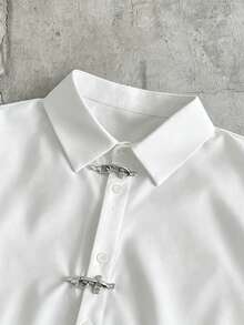AXEPEAK Camisa de manga corta de unicolor para hombre talla grande - Blanco - Ver 3