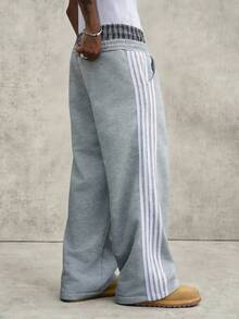 PAVTROS Young Street Style 2 In 1 Design, Drawstring Waist Men Sweatpants - Grey - View 3