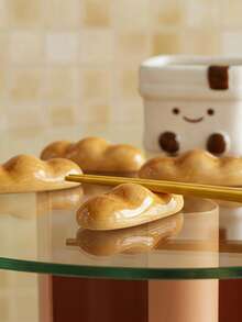 Joivida 1Pc Ceramic Chopstick Rest With Cute Bread Design, Underglaze Color Craft, Creative Tableware Storage, Practical Household Gadget For Placing Chopsticks During Meals, Exquisite Premium Gift Choice, Unique Kitchen Ornament - View 2