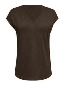 Selianne Women's Solid Color Minimalist Versatile V-Neck T-Shirt For Daily Wear - Dark Grey - View 4