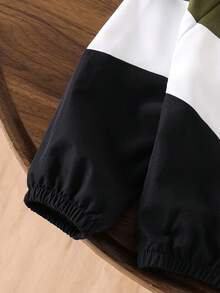 SHEIN Genkimix Kids 1件男童休閒簡約拼色連帽長袖外套，時尚休閒設計，適合夏季穿著，適合4-7歲男孩日常穿著，適用於運動、外出、學校及返校季 - 彩色 - 查看 6