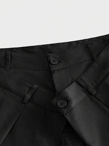 AXEPEAK Pantalones anchos de pierna suelta con diseño deconstruido de unicolor para hombres - Negro - Ver 5