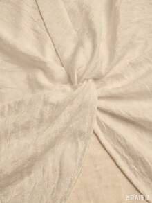 SHEIN LUNE CURVE 大尺碼素色V領前扭結不對稱下擺無袖上衣 米色 夏季 度假 優雅 - 杏色 - 查看 6