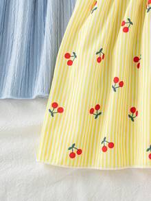 SHEIN Girls' Summer Thin Colorful Pleated Sleeveless Dress, Mid-Length Princess Sweet Style, Suitable For Vacation And Party - Multicolor - View 3