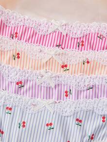 Snug Zone 4pcs Lace Patchwork Triangle Panties - Multicolor - View 5